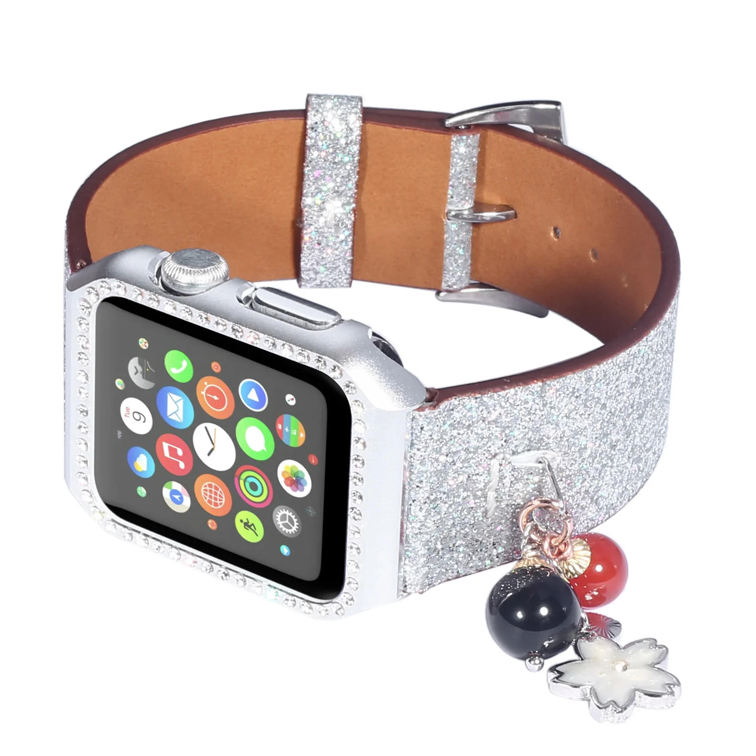 Кожаный блестящий ремешок DAHASE для Apple Watch Band украшение браслета серии 1/2/3 чехол со