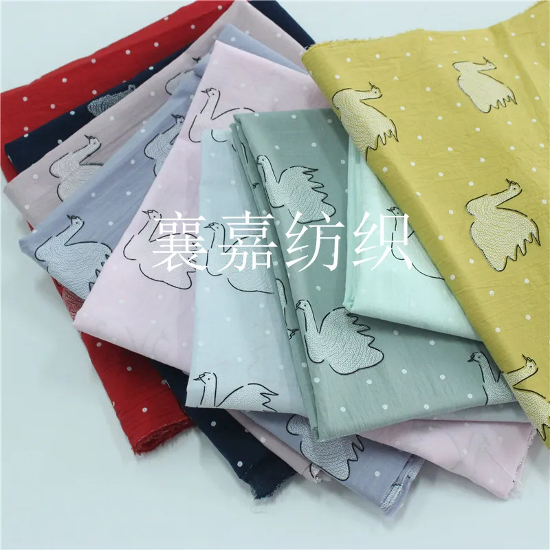 Хлопковая однотонная тонкая хлопковая ткань моющаяся вода хлопок креп с принтом