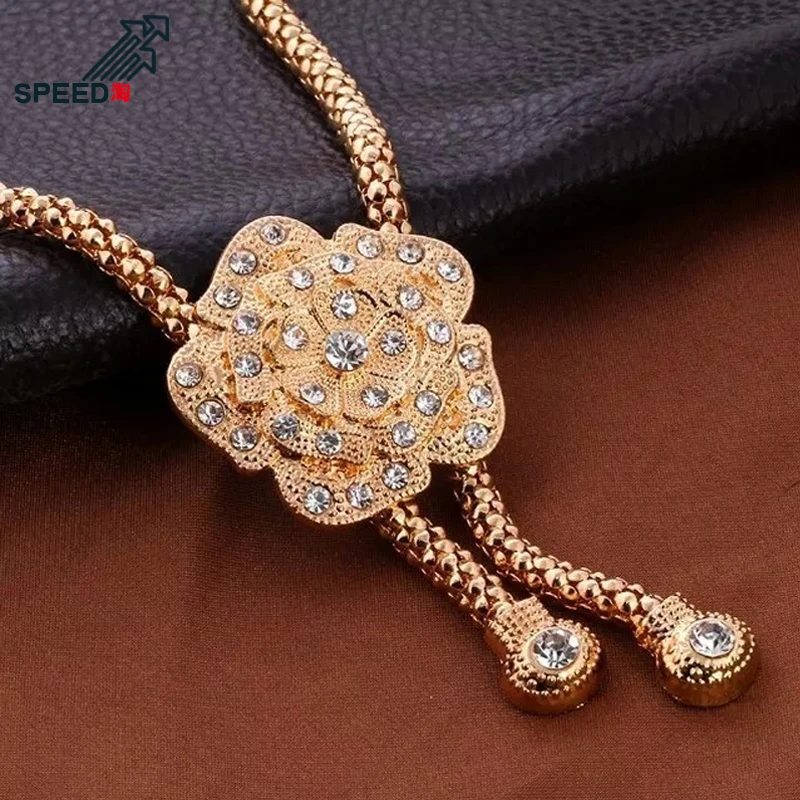 European and American alloy inlaid crystal pendant necklace earrings ring bracelet jewelry set bride holiday | Украшения и