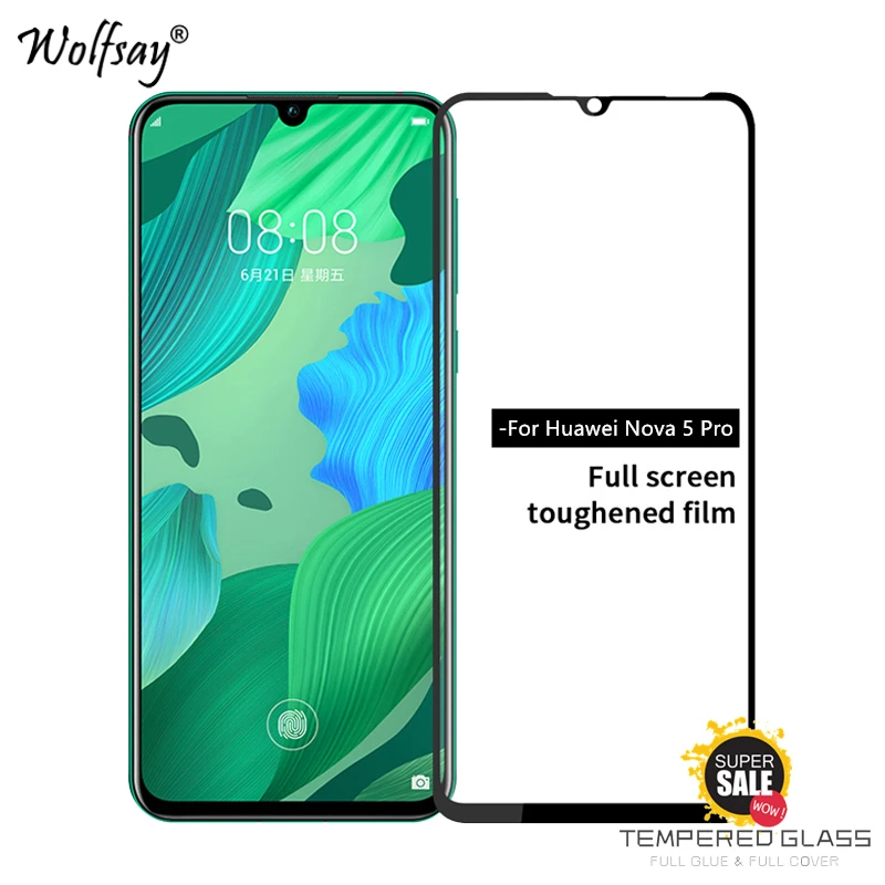 Protector de pantalla de vidrio templado para Huawei Nova 5 Pro, pel&iacute;cula de tel&eacute;fono, 2 unidades-0