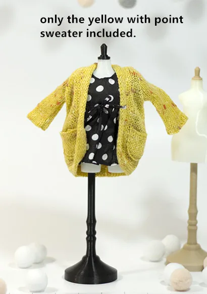 yellow with point Blyth кардиган свитер для шарнирной куклы свитера для кукл Azone вязаная кукла одежда(Fit blyth, pullip, momomko, azone, JerryB, BJD - Цвет: yellow with point