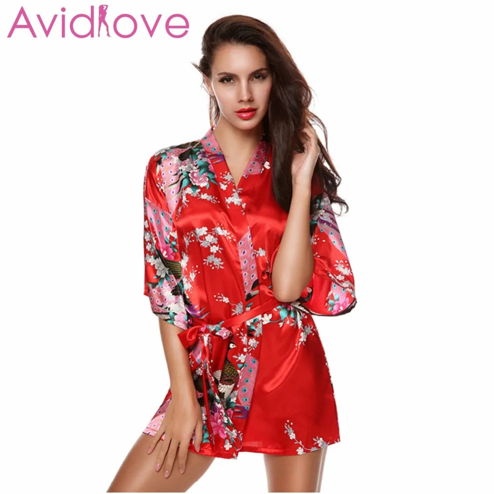 Женский Атласный халат Avidlove шелковый для невесты и подружки банный модный женщин