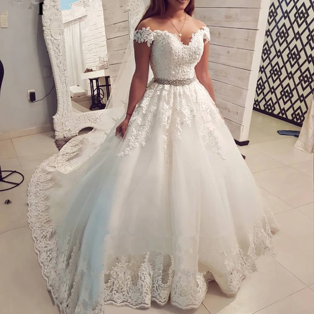 

Saudi Arabia Off The Shoulder Vintage Lace Wedding Dress 2019 Ball Gown Sweetheart Bridal Gowns Vestido De Noiva