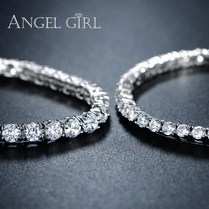 AngelGirl металлическим украшением и закругленным браслет 3/4/5/6 мм с кубическим