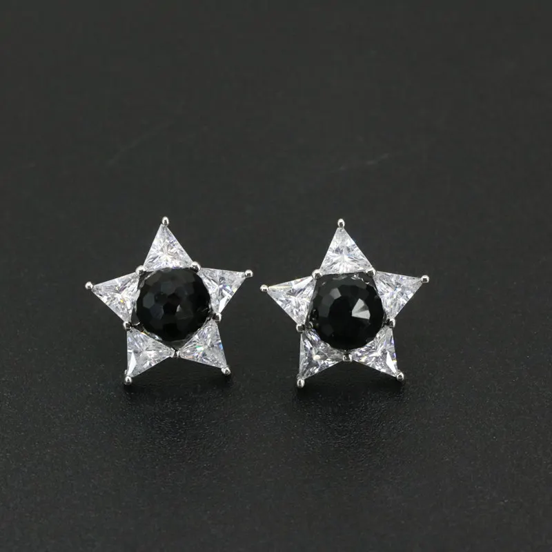 

Fashion Women Jewelry Sets Crystal Star Pendant Necklace & Earrings Silver Color Drop Pendants Necklaces Jewellery 18inch B3422
