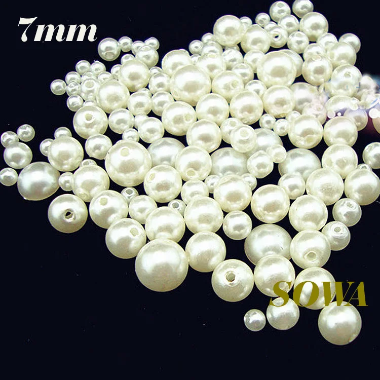

Wholesale 200pcs/lot 7mm Popular ABS Loose Sale Cheaper Beads Ivory/White Color Imitation pearl Spacer beads Free Shipping