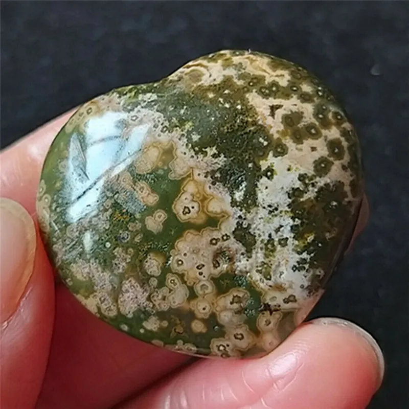 

30mm Natural Colorful Polished Ocean Jasper Heart Crystal HEALING
