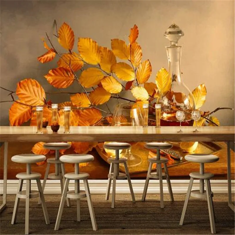 

3D Wallpapers for KTV Damask Wallpaper Luxury Murals Golden Leaves Wall Papers Home Decor Theme Living Room TV Background Wall
