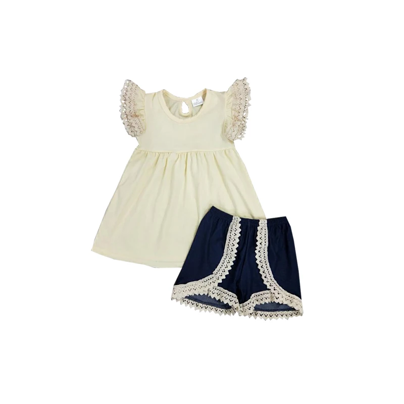 

summer new fashion Boutique Outfits short sleeve baby girls dress set yll
