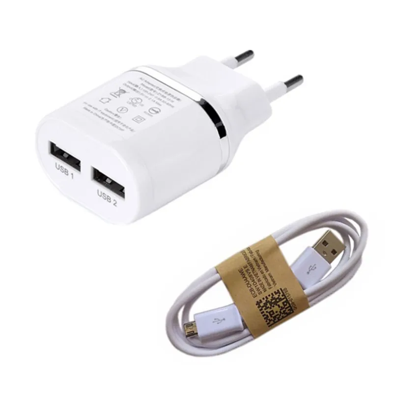 2 usb порта ЕС зарядное устройство + 1 м Micro кабель для передачи данных samsung galaxy S4 S6 Edge