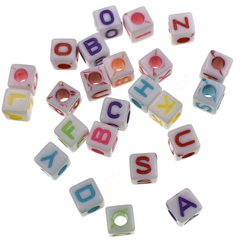 100pcs Mix Colors Alphabet Letter Acrylic Cube Loose Garment Beads Findings For DIY Bracelet Necklace Handmade Accessory | Дом и сад