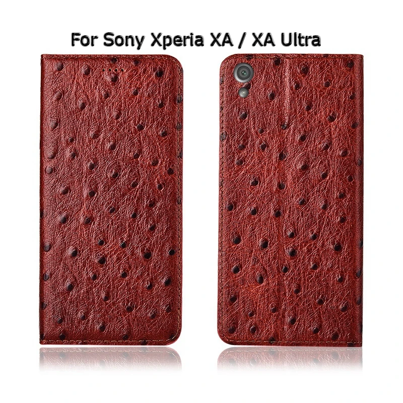 Чехол из натуральной коровьей кожи с текстурой страуса для sony Xperia X XA Ultra F5122 F5121, чехол с откидной крышкой и магнитной подставкой для телефона