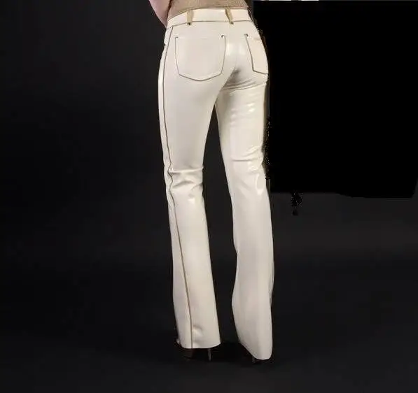 Сексуальные белые облегающие латексные леггинсы джинсы резиновые брюки