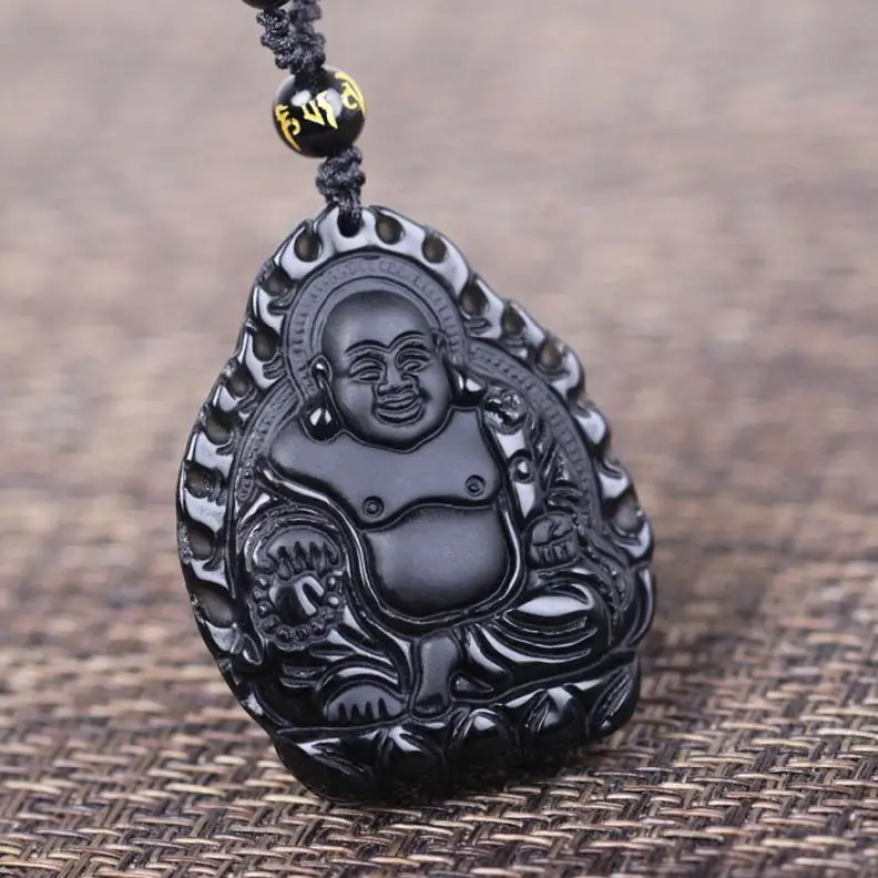 Ожерелье с подвеской из натурального камня ручной работы|necklace charm pendants|black buddha
