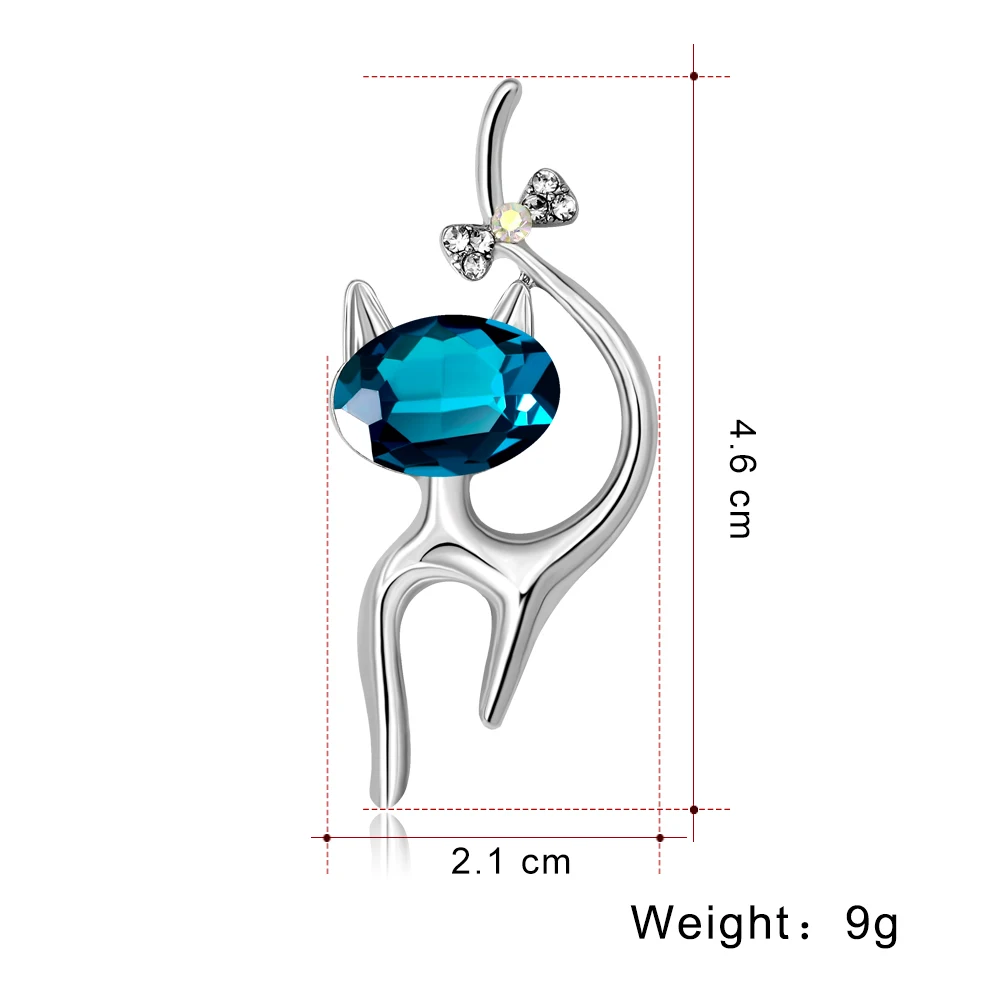 Duotang модные милый Кот Кристалл Брошь Серебро цветной цинк сплава Для женщин