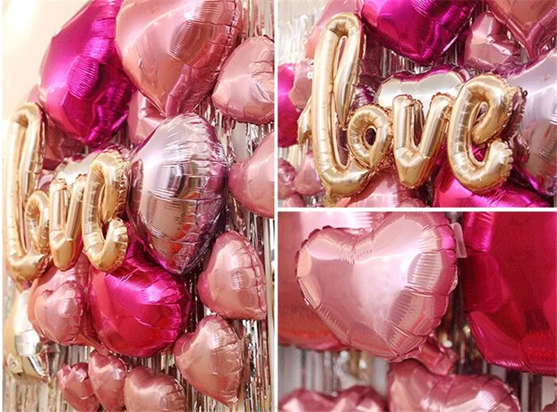 Новый Свадебные украшения лигатуры Love Фольга шары большой шар цвета розового