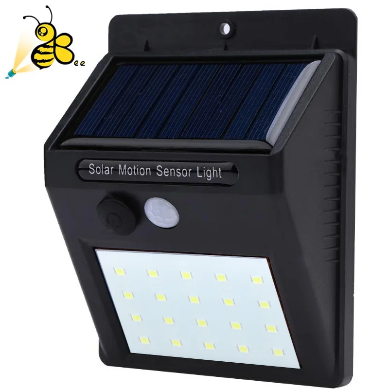 Пчелы освещение LED Солнечный свет PIR датчик движения перезаряжаемый 20