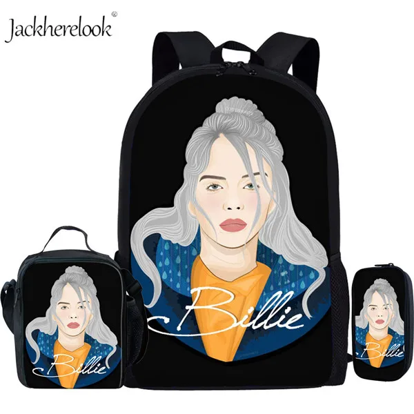 HK796CGK 3 шт./компл. Billie Eilish школьные сумки для подростков мальчиков и девочек хип-хоп детский школьный рюкзак раппер Женская Повседневная сумка детская книга Сумка - Цвет: HK796CGK