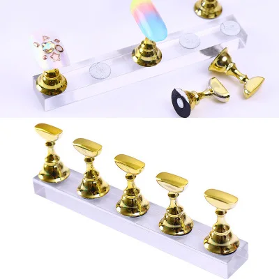

Silver,Gold 5pcs Chesses Board Magnetic Display Nail Art Tip Acrylic Stand For Nail Tips Practice Stand Stuck Crystal Holder RTE