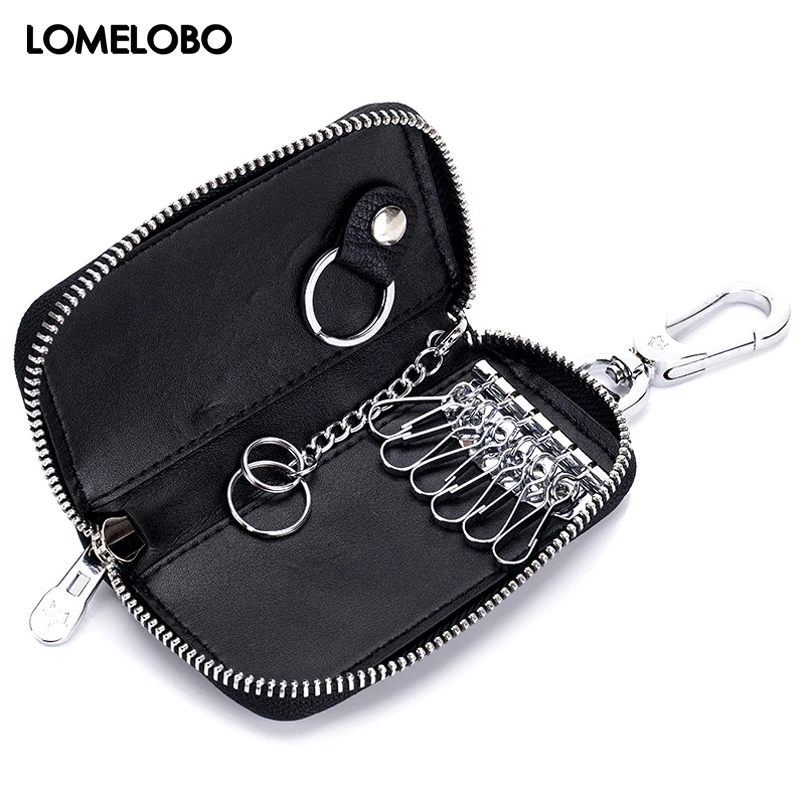 Lomelobo Casual Male Zipper Key Case Housekeeper Women Leather Car Keychain Bag Lady Keys Organizer Holder Card Wallets H1CL6717 | Багаж и