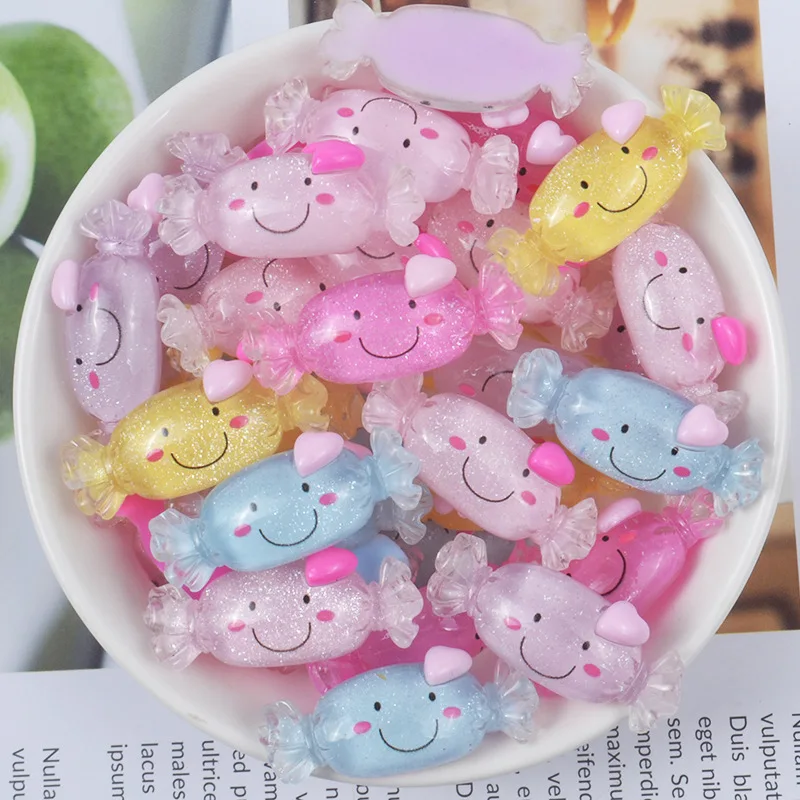 10 шт. принт с героями мультфильмов Kawaii конфеты плоской задней частью кабошоны из