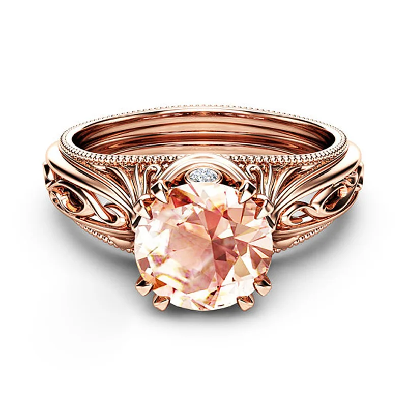 

Huitan Rose Gold Women Ring With Solitaire Cubic Zircon Prong Setting Wedding Engagement Women Ring Surprise Gift For Femme