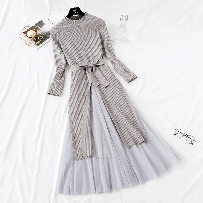 Женский комплект из 2 предметов элегантный длинный свитер неправильной формы и