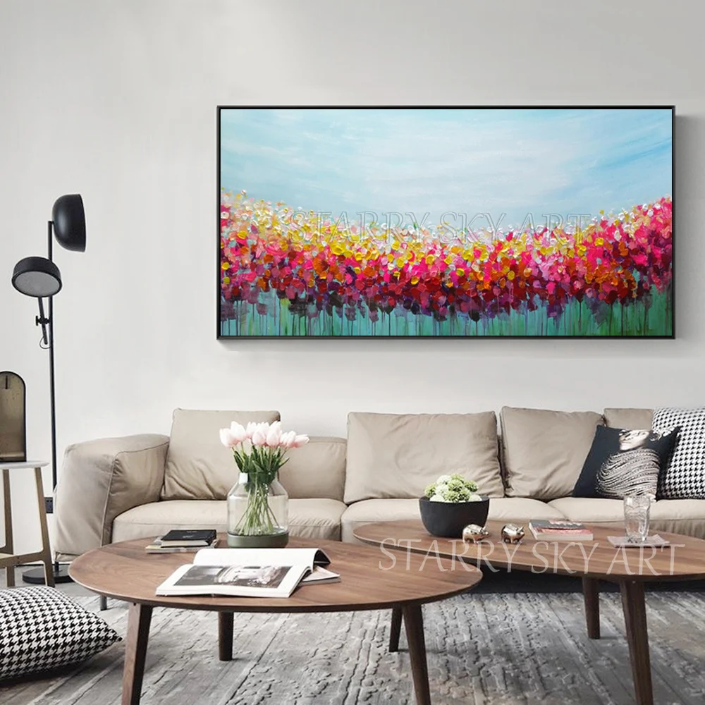 

Special Wall Art Hand-painted Abstract Oil Painting on Canvas Colorful Palette Knife Art Oil Painting for Friend Unique Gift