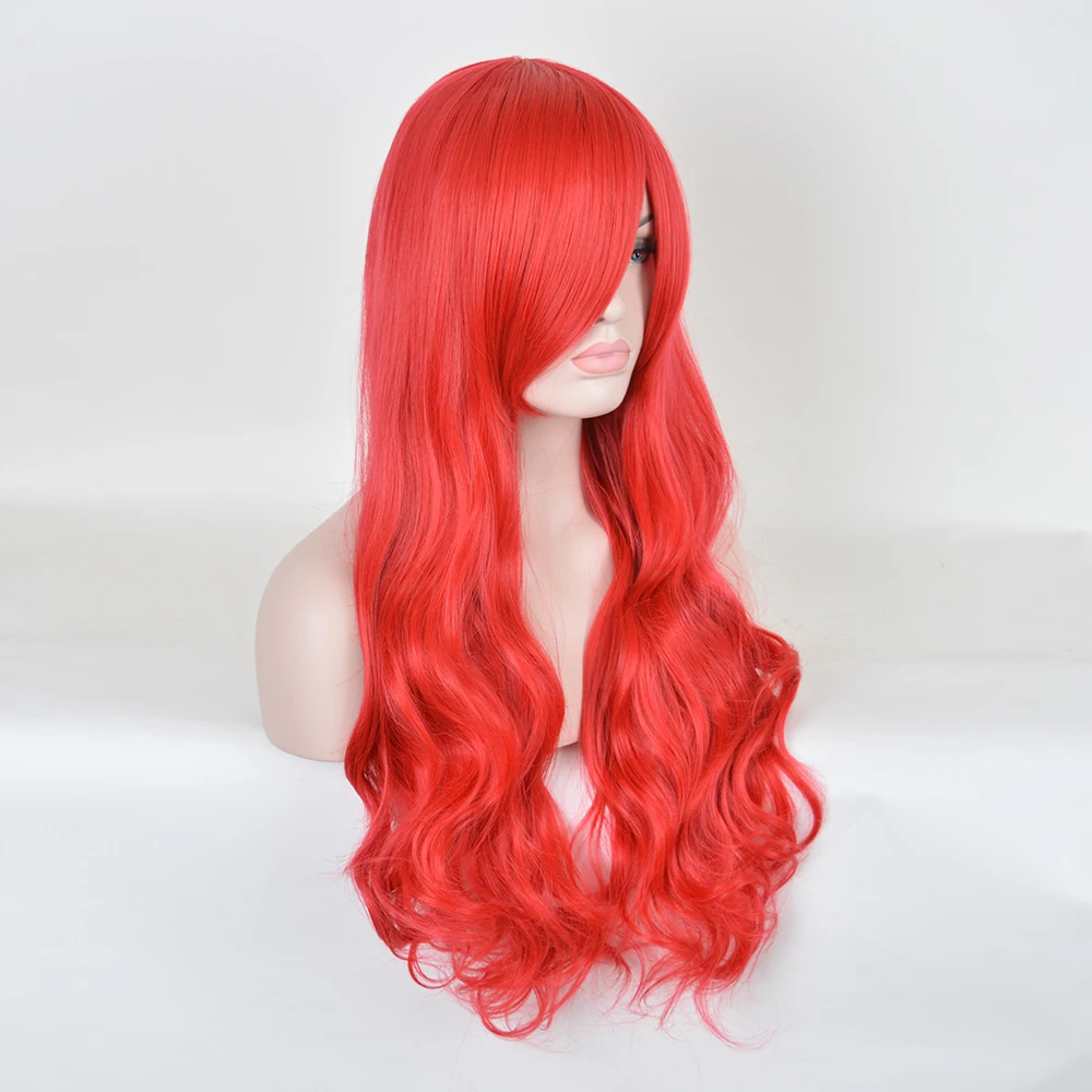 

3127 Xi.Rocks Lady's Long Curly Bright Red Synthetic Hair style Make up Halloween Cosplay Wigs The Little Mermaid