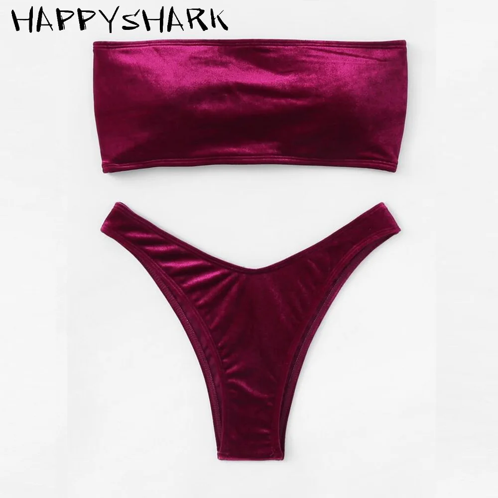 HAPPYSHARK Фиолетовый купальник на одно плечо новинка 2019 купальник-бандо женский