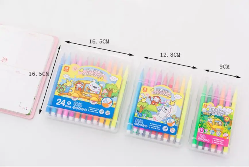 

12/18/24 colors Drawing Painting Watercolor Marker Pen Washable Soft head Art Markers Graffiti Hook line pens school supplies