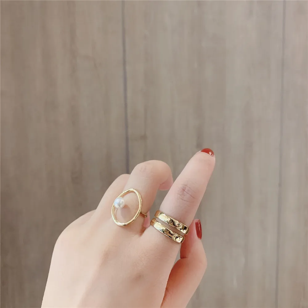 Женское Винтажное кольцо MLING простое геометрическое из сплава с жемчугом|Кольца|