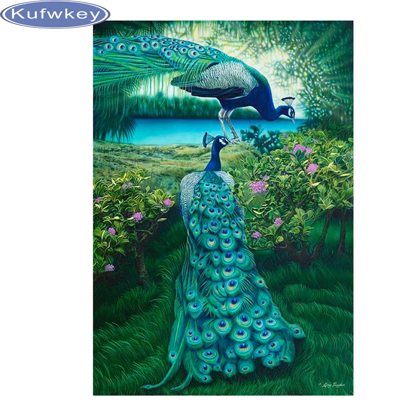 

Алмазная мозаика «сделай сам», алмазная живопись, кристалл, два павлина, 3D вышивка крестиком, декоративная Алмазная вышивка картина для вык...