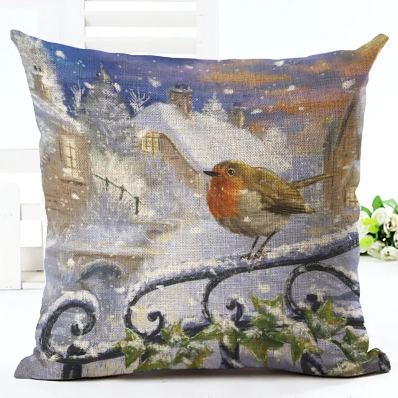 New Year Christmas Decor For Home Adornos De Navidad Decoration Accessories Natal Snow Bird Cushion Cover | Дом и сад
