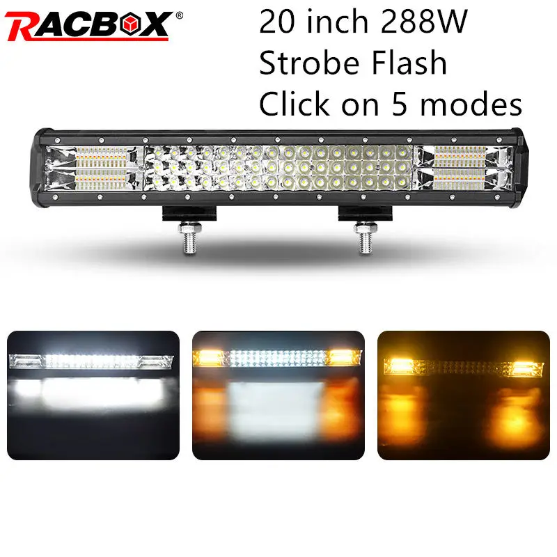 LED бар 20 дюймов 288 W светодиодный свет бар 5 режимов туман combo водонепроницаемый IP67 автомобиля Лодка offroad уровни для вождения фары работы