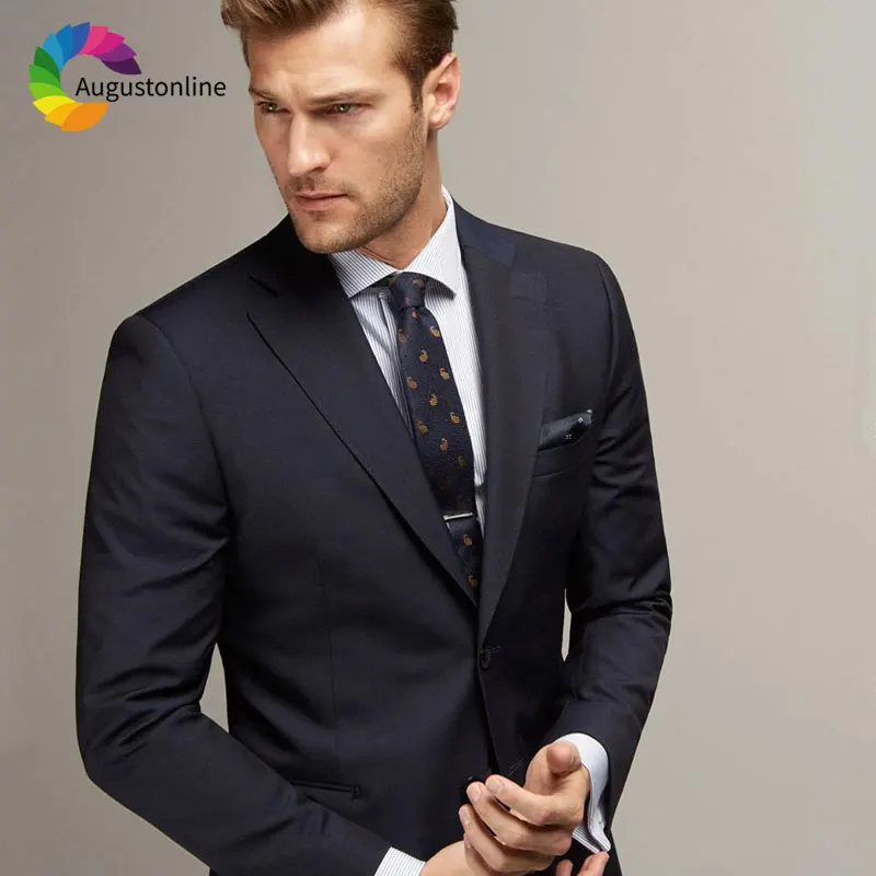

Custom Made Navy Blue Men Suits for Wedding Groom Tuxedo Slim Fit Best Man Blazer Jacket Pants 2Piece Costume Homme Mariage