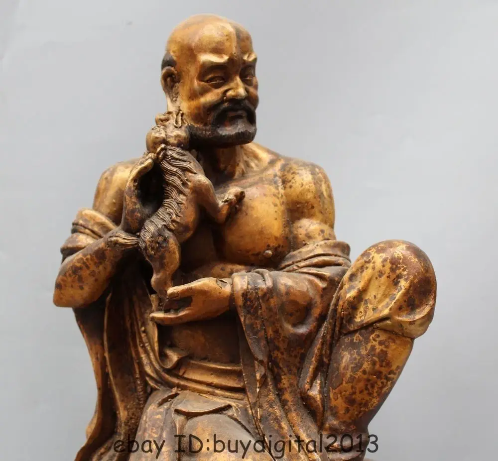 15 &quotКитайский буддийский из бронзы Gild 18 Arhats Kylin shaveling Monk Buddha | Дом и сад