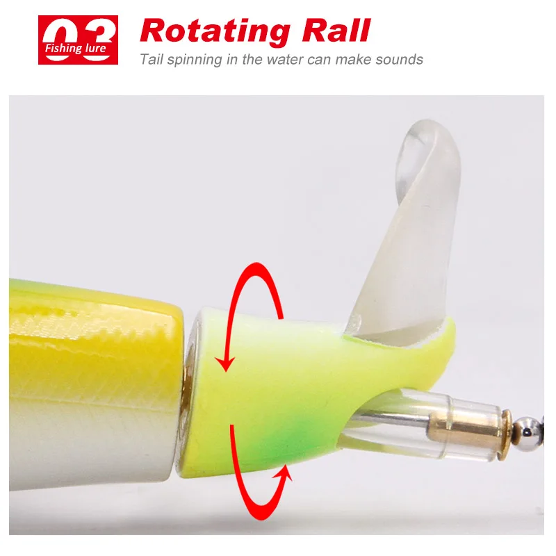 TacklePRO PE20 Whopper plopper  Floating  Fishing Lure Soft Rotating Tail 13g/90mm Hard Bait Topwater Fishing Gear Shone baits