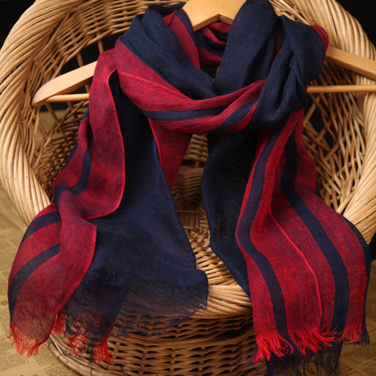 

Men summer striped liinen female big size scarves spring winter japan shawls multicolors yarn dyed wraps male shawls