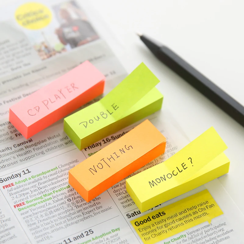 2Packs 5Colors Colored Rainbow Paper Memo Pads Stickers Self-Adhesive Sticky Message Notes Students Remark Distinguish 7154 | Канцтовары