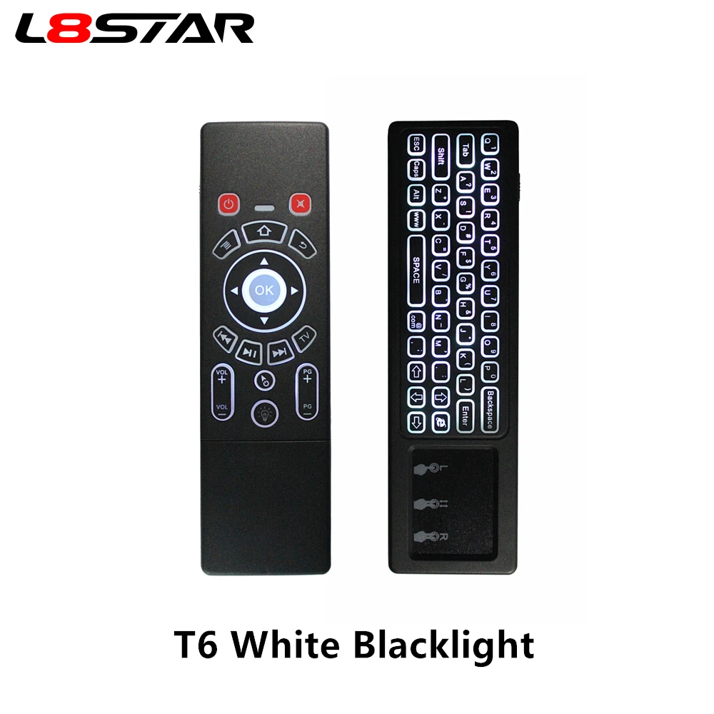 2,4G Беспроводная мини-клавиатура Fly Air mouse T6 Plus, 7 цветов, mx3, сенсорная панель с подсветкой, ИК-пульт дистанционного управления для Android tv Box - Color: T6 White Backlit