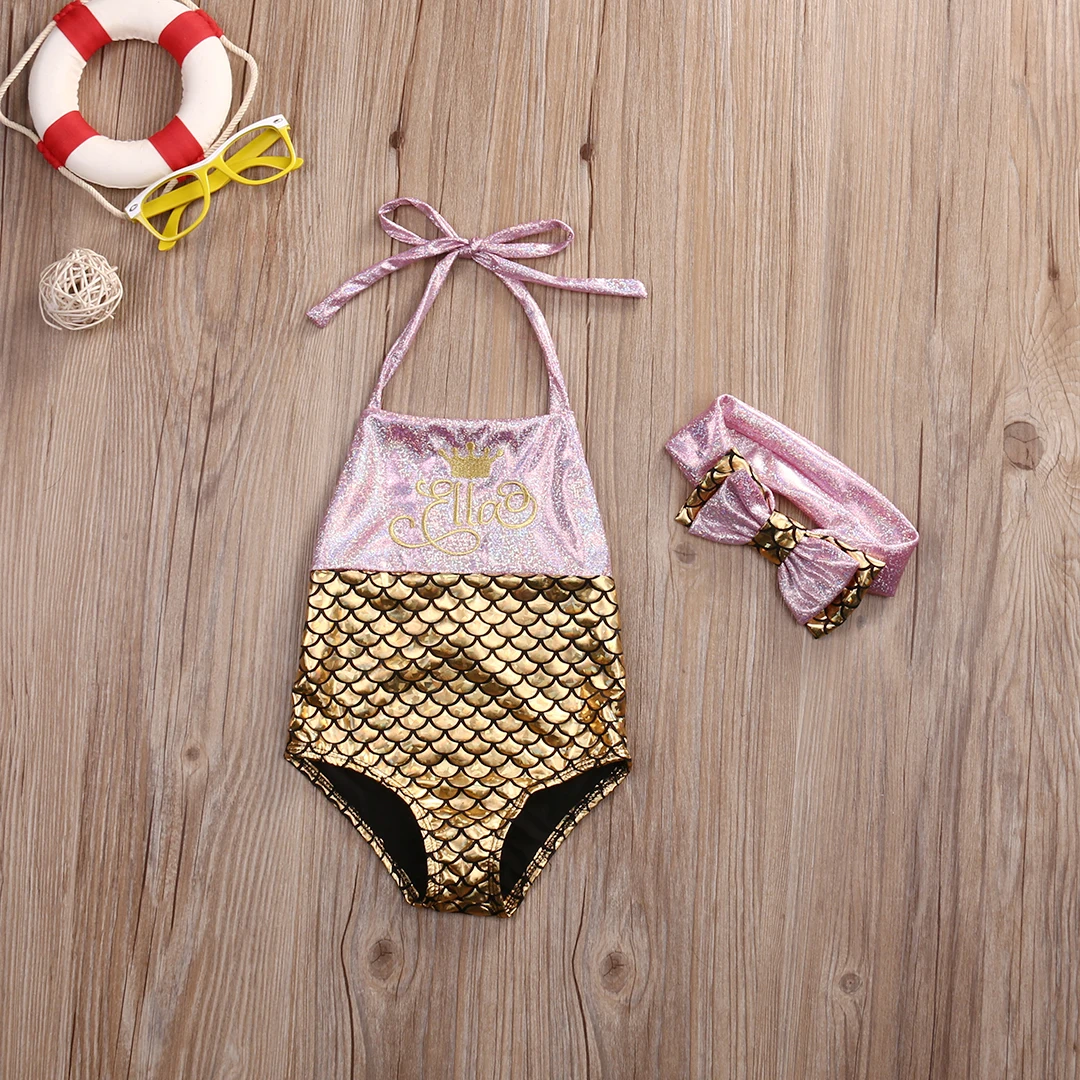 One piece Fairy Mermaid Swimsuit With Headband For Baby Girl | Детская одежда и обувь