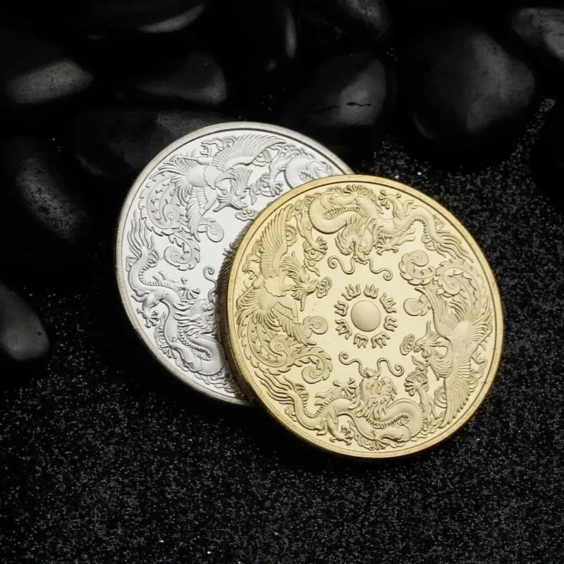 Fengshui китайские монеты Дракон и Феникс Коллекционная счастливая монета памятная