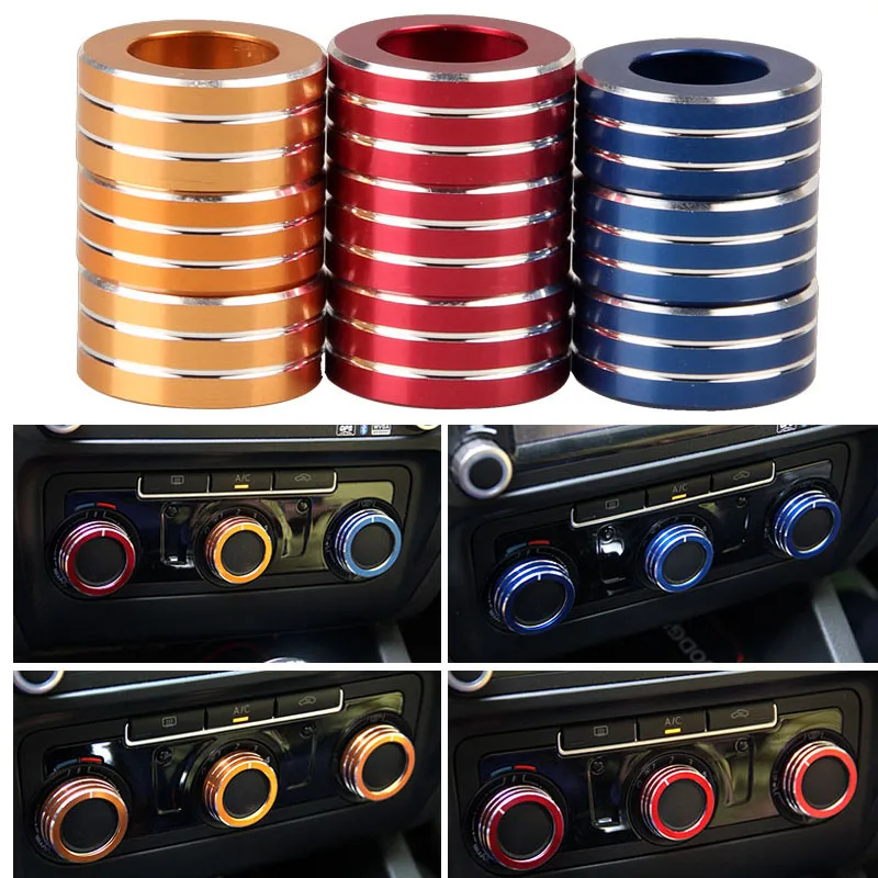 

Car Sound Volume Knob Cover Switch Protection Decorative Sticker Circle Fit For VW Golf6 Air Conditioning Button