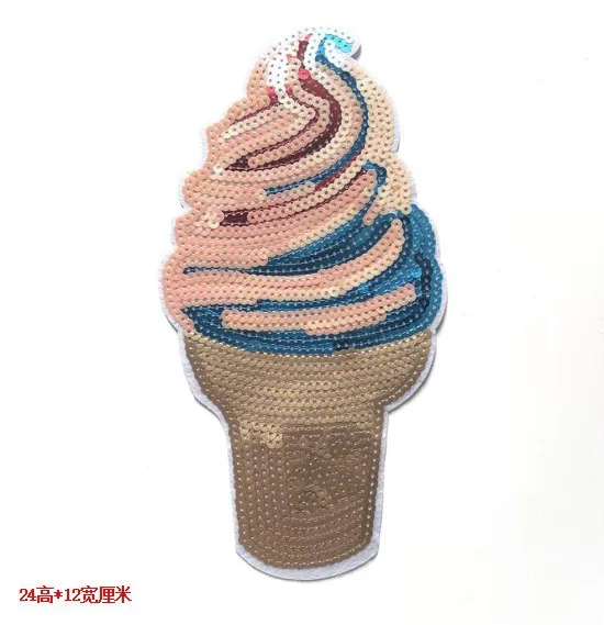 GUGUTREE embroidery Sequins big ice-cream patches foods badges applique for clothing LS-21 | Дом и сад