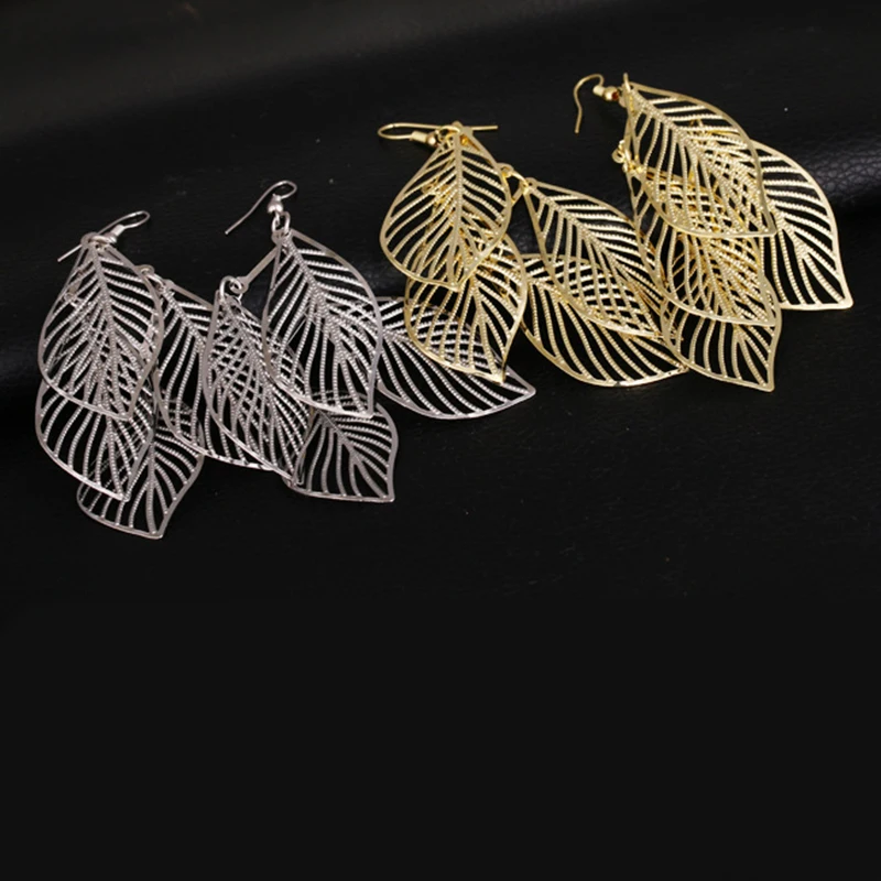 CHENFAN trendy style simple hollow multi-layer leaves tassel long earrings 2020 jwelry women's jewelry gold for women | Украшения и