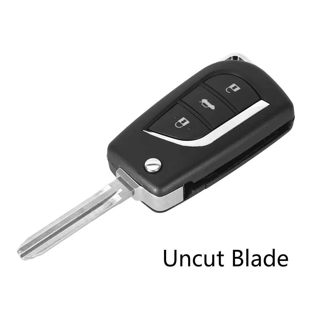 Uncut Blade KEYYOU крой/необработанное лезвие toy43 Складной флип ключ 3 кнопки дистанционного ключа автомобиля чехол для Toyota levin Camry Reiz Highlander Corolla - Количество кнопок: Uncut Blade