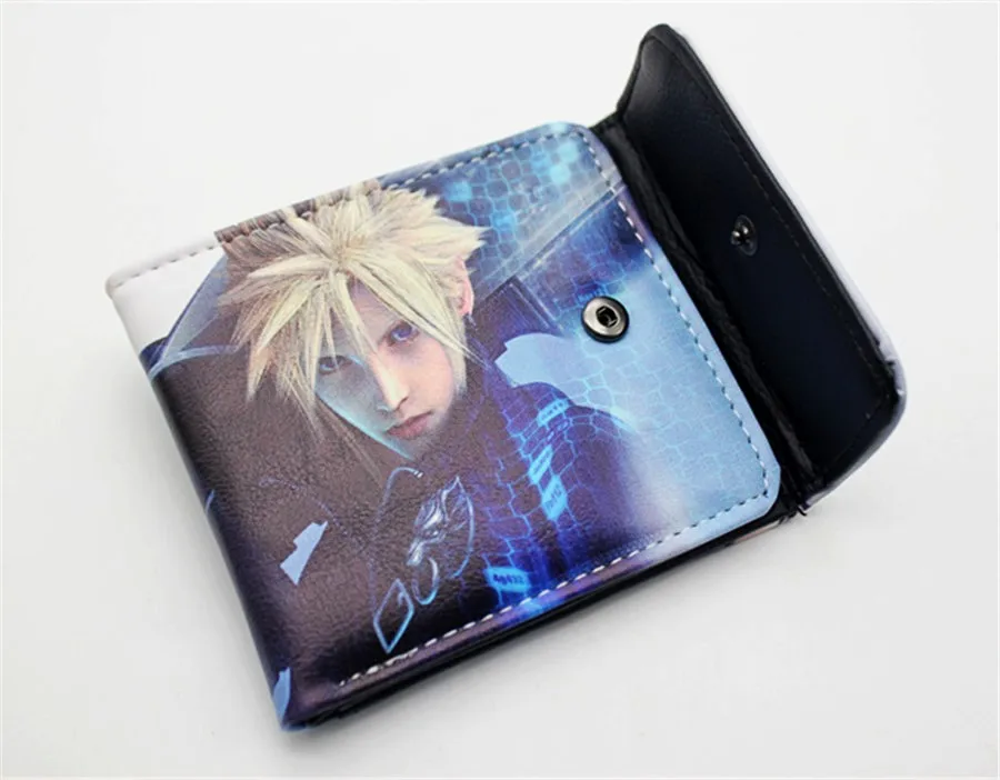 Игровой Final Fantasy Pu короткий кошелек Двойные Держатель для кредитных карт с фотографиями держателя слоев кошелек кожа Мальчики Девочки Мужчины мультфильм печати кошельки на кнопке