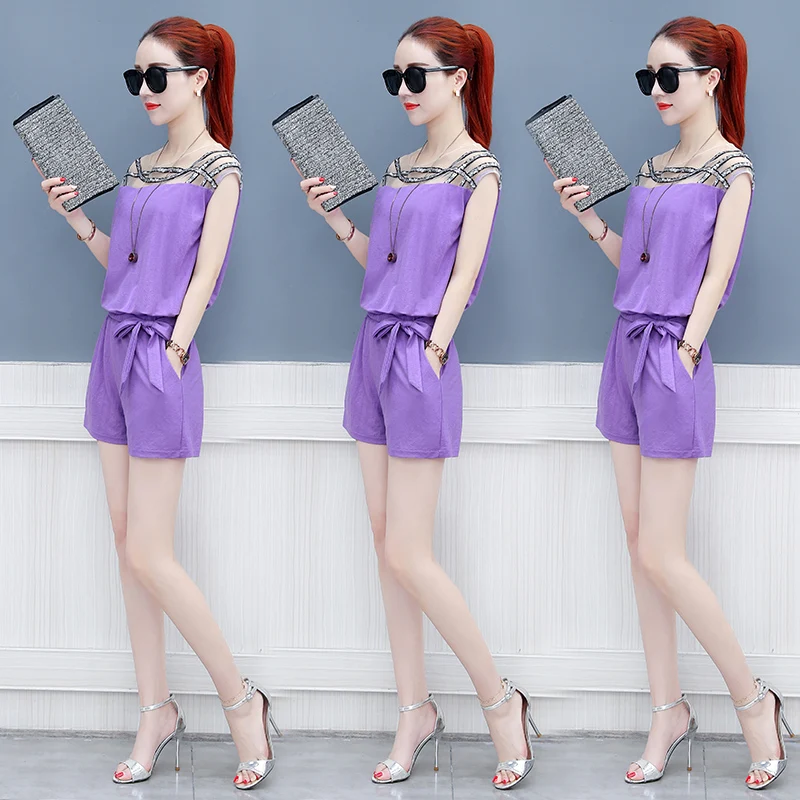 Комплект 2018 летние новые свободные два-кусок = Мода темперамент полые с короткими