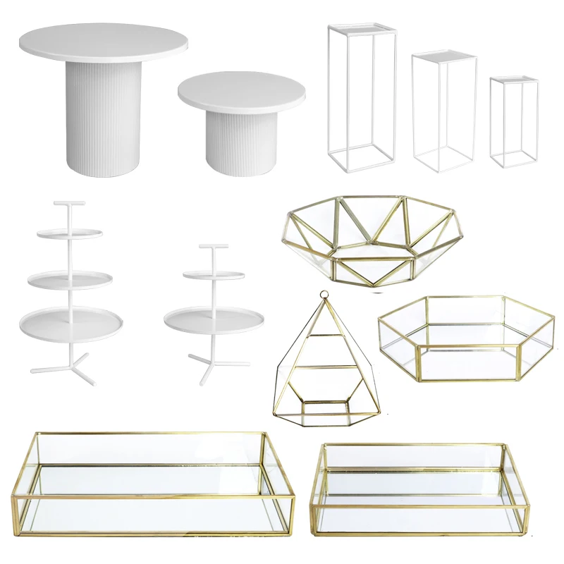 Европейский минималистский геометрический десертный стол украшение медный край
